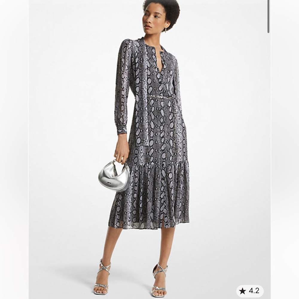 Michael Kors Snake Print Georgette Midi Dress